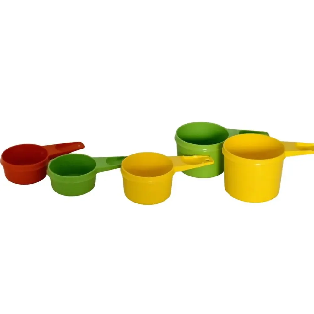Vintage Tupperware Measuring Cups Set 1/3, 1/2 ,3/4, 1 Cup Yellow Green Orange